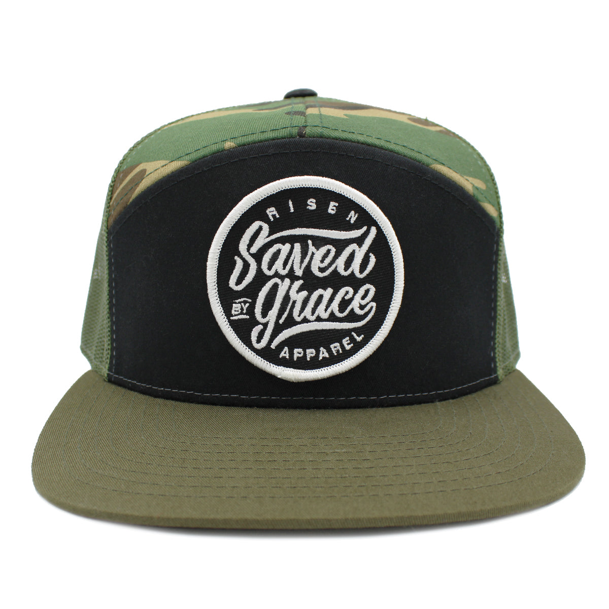 Saved by grace army 5 pannel snapback