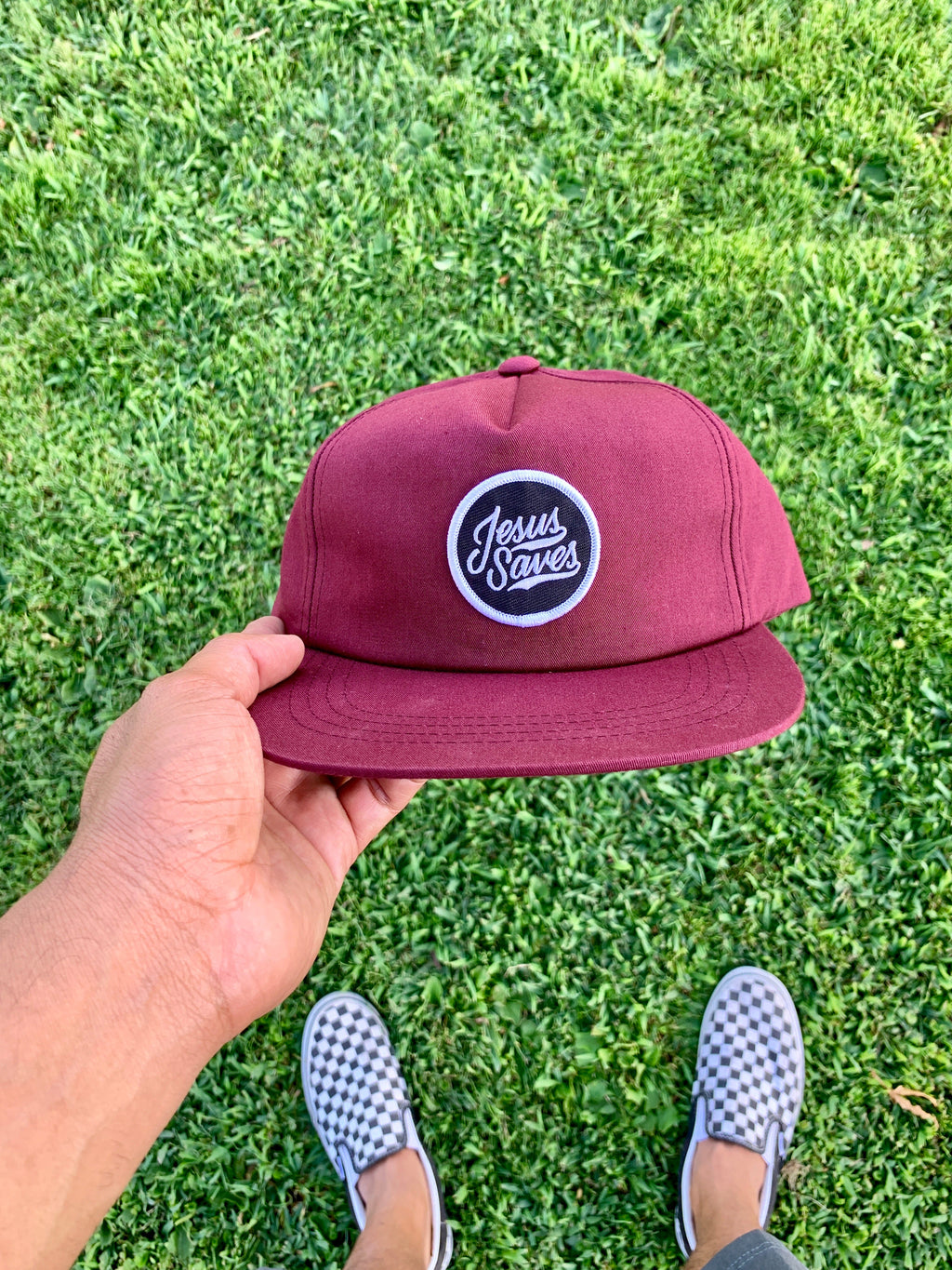 Jesus saves classic snapback maroon