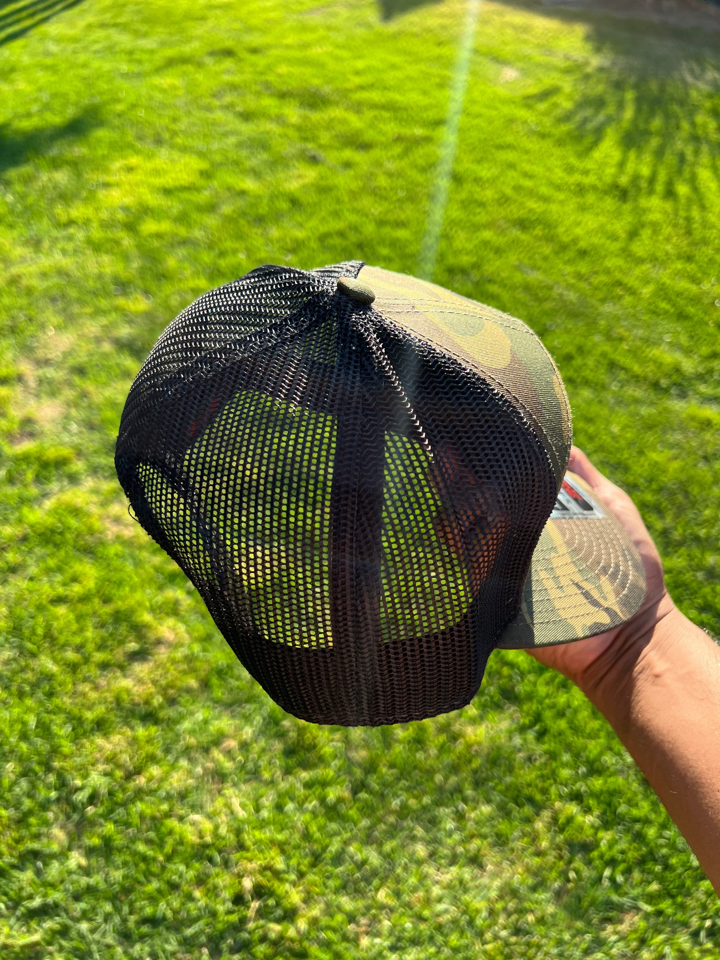 Saved by grace army trucker snapback