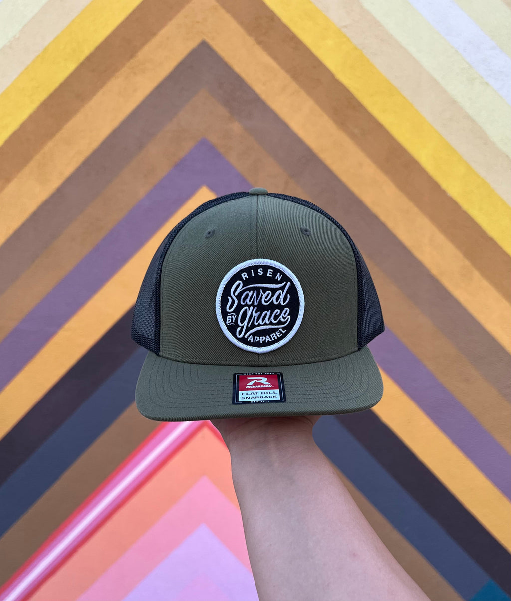 Green saved by grace trucker hat